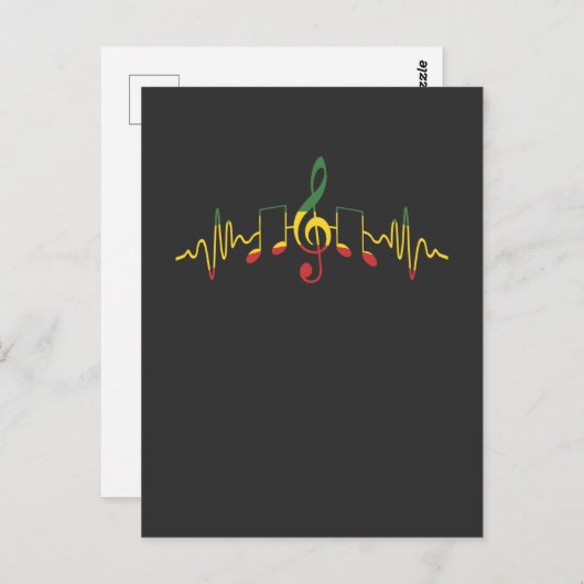 Reggae Musical Notes Jamaica Rastafari Music Postkarte (Vorne/Hinten)