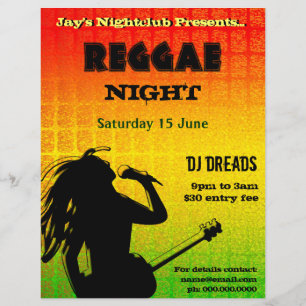 Reggae Night Party oder Nightclub Flyer