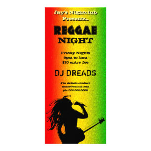 Reggae Night Party oder Nightclub Rack Cards Werbekarte