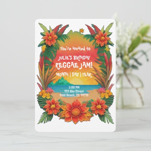 Reggae-Party Einladung (Stehend Vorderseite)