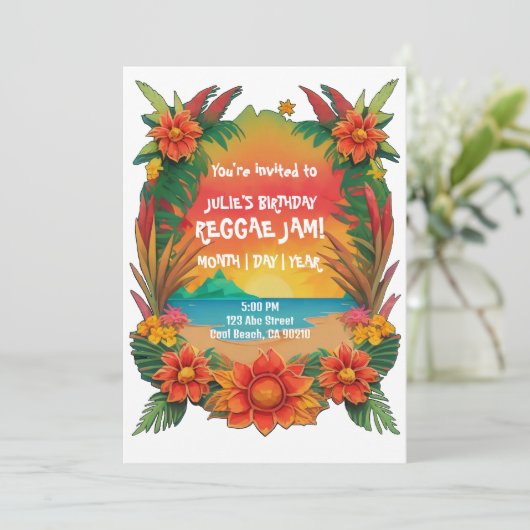Reggae-Party Einladung (Stehend Vorderseite)