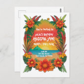 Reggae-Party Einladung Postkarte (Vorne/Hinten)
