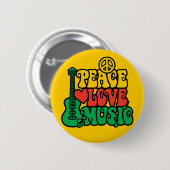 Reggae Peace Liebe Music Button (Vorne & Hinten)