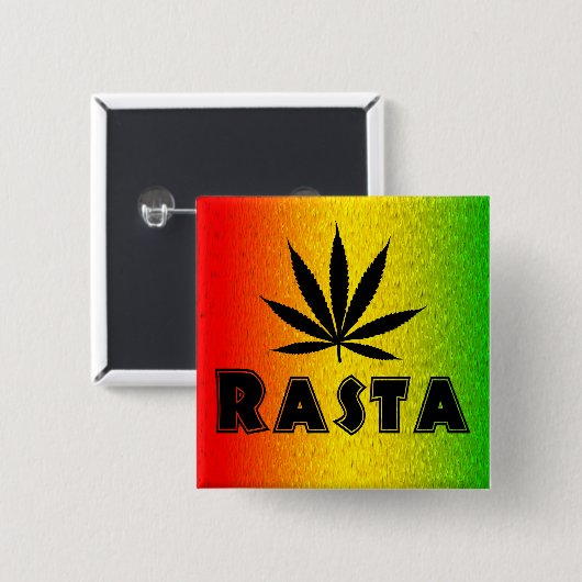 Reggae Rasta Leaf Jamaica Square Buttons (Vorne & Hinten)