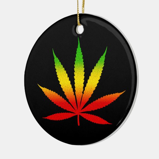 Reggae Rasta Leaf Jamaican Standard Round Ornament (Links)