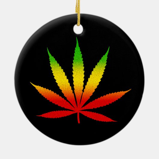 Reggae Rasta Leaf Jamaican Standard Round Ornament (Hinten)