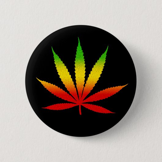 Reggae Rasta Leaf Jamaika Rundtasten Button (Vorderseite)