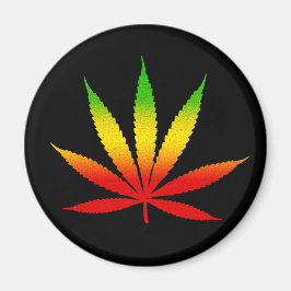 Reggae Rasta Leaf Rastafarian Round Magnete Magnet