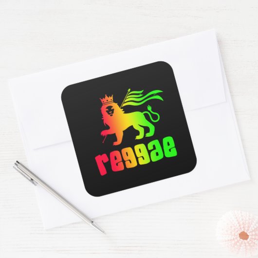 Reggae Rasta Lion Quadratischer Aufkleber (Umschlag)