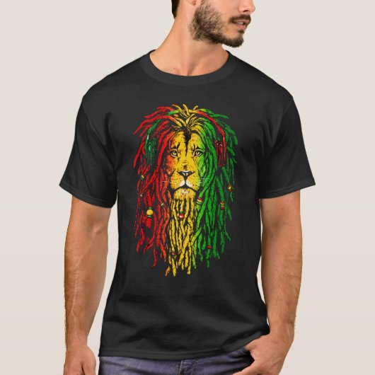 Reggae Rasta Lion Rastafarian Lion Reggae Music T-Shirt (Vorderseite)