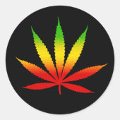 Reggae Rasta Rastafarian Leaf Round Stickers (Vorderseite)