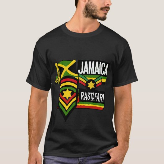 Reggae Rasta schwarze T - Shirt Rastafarian Farben (Vorderseite)