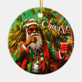 Reggae Santa Cheers Frohe Weihnachtsbaum Ornament (Vorne)