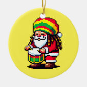 Reggae Santa Drummer Fun Pixel Art Weihnachtsmusik Keramik Ornament (Vorne)