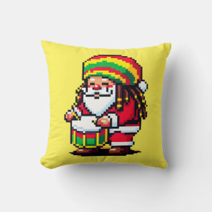 Reggae Santa Drummer Fun Pixel Art Weihnachtsmusik Kissen
