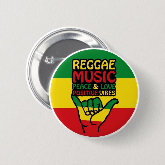 Reggae Shaka Hand mit positiven Zitaten Button (Vorne & Hinten)