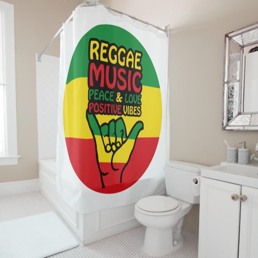 Reggae Shaka Hand mit positiven Zitaten Duschvorhang (Beispiel)