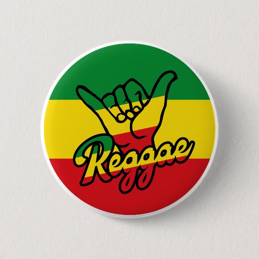 Reggae Shaka Hands mit Reggaefarben Button (Vorderseite)