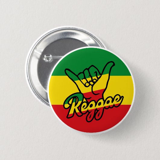 Reggae Shaka Hands mit Reggaefarben Button (Vorne & Hinten)