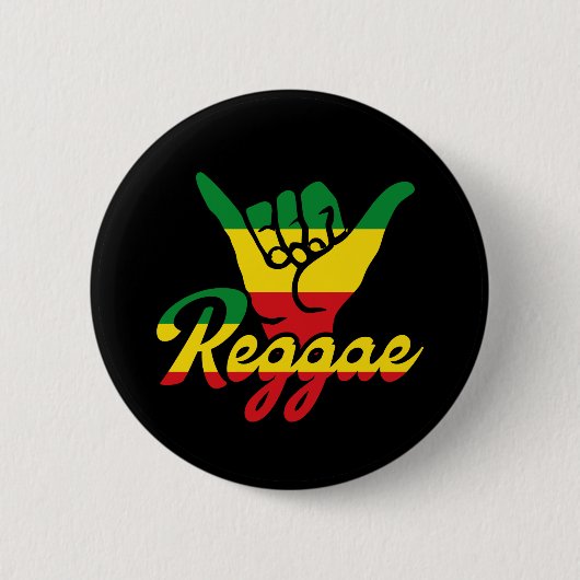 Reggae Shaka Hands mit Reggaefarben Button (Vorderseite)