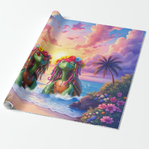 Reggae Turtles – Insel-Vibes für immer. Geschenkpapier