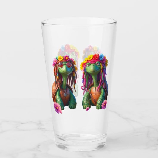 Reggae Turtles – Insel-Vibes für immer. Glas (Vorderseite)