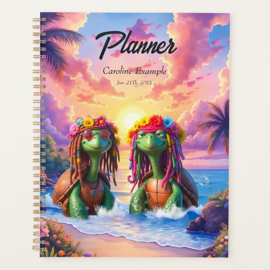Reggae Turtles – Insel-Vibes für immer. Planer (Vorderseite)