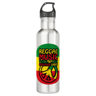 Reggae und Friedenssymbol mit positiven Zitaten Edelstahlflasche