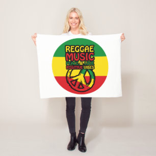 Reggae und Friedenssymbol mit positiven Zitaten Fleecedecke