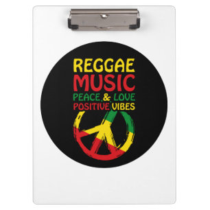 Reggae und Friedenssymbol mit positiven Zitaten Klemmbrett