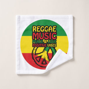 Reggae und Friedenssymbol mit positiven Zitaten Waschlappen