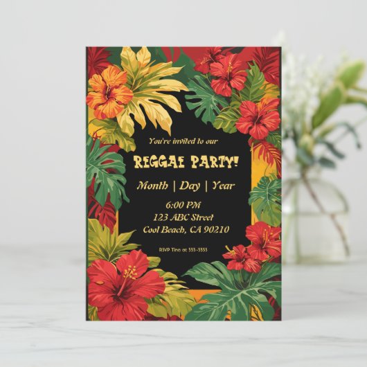 Reggae und Island Party Einladung (Stehend Vorderseite)