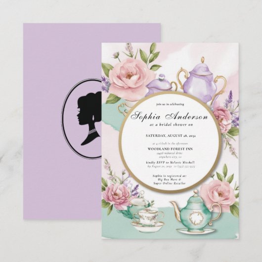 Regiezeit Florals Bridgerton Brautparty Einladung (Vorne/Hinten)