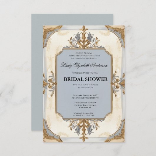 Regimezeit Florals Bridgerton Brautparty Invit Einladung (Vorne/Hinten)