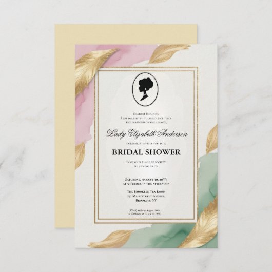 Regimezeit Florals Bridgerton Brautparty Invit Einladung (Vorne/Hinten)