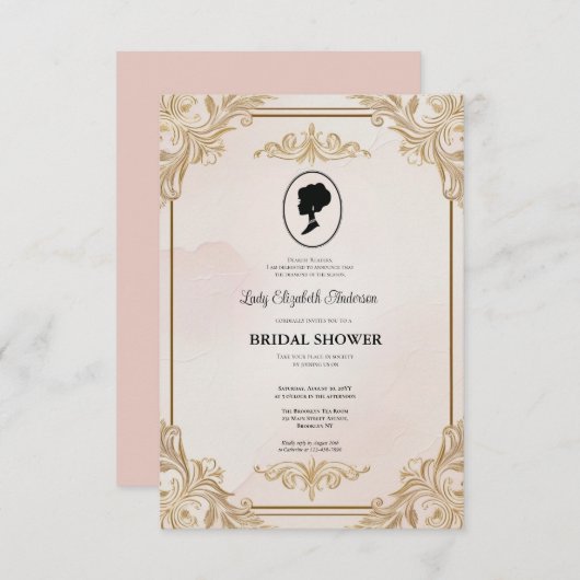 Regimezeit Florals Bridgerton Brautparty Invit Einladung (Vorne/Hinten)