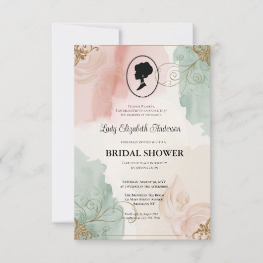 Regimezeit Florals Bridgerton Brautparty Invit Einladung (Vorderseite)