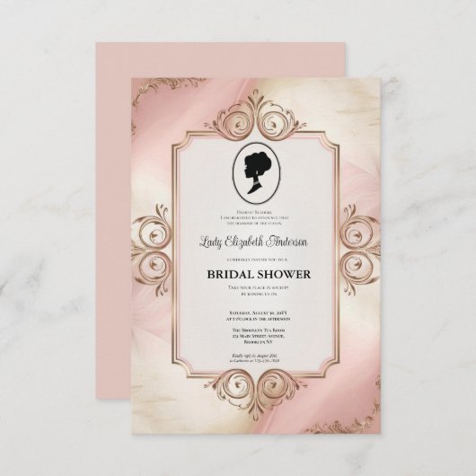 Regimezeit Florals Bridgerton Brautparty Invit Einladung (Vorne/Hinten)