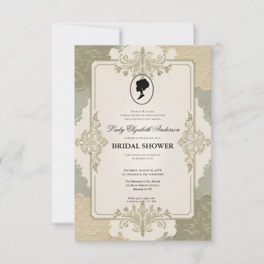 Regimezeit Florals Bridgerton Brautparty Invit Einladung (Vorderseite)