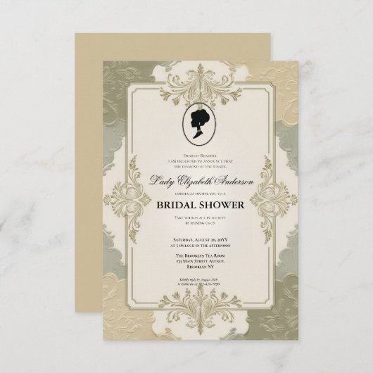 Regimezeit Florals Bridgerton Brautparty Invit Einladung (Vorne/Hinten)
