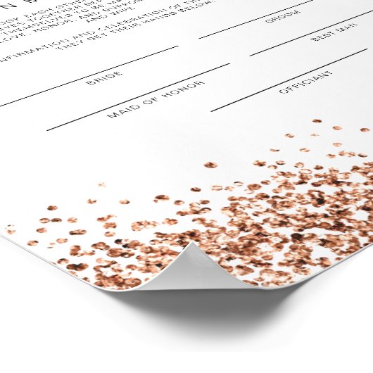 REGINA Glam Rose Gold Ehezertifikat Poster (Ecke)