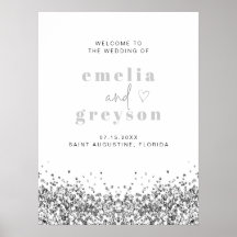 REGINA Glam Silver Glitzer Sequins Wedding Welcome