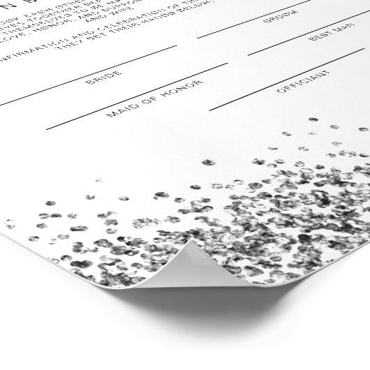 REGINA Glam Silver Sequins Ehezertifikat P Poster (Ecke)