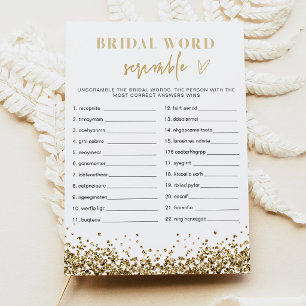 REGINA Gold Sequins Brautparty Word Scramble Einladung