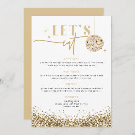 REGINA Gold Sequins Disco Wedding Let's Eat Menu Menükarte
