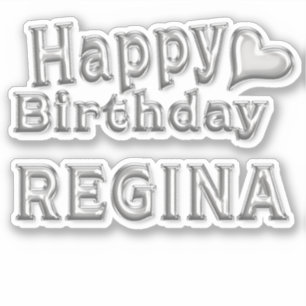 Regina Happy Birthday silver Aufkleber Sticker