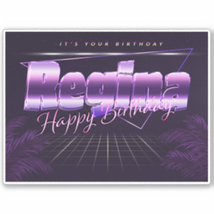 Regina Name Vorname lila retro Sticker Geburtstag