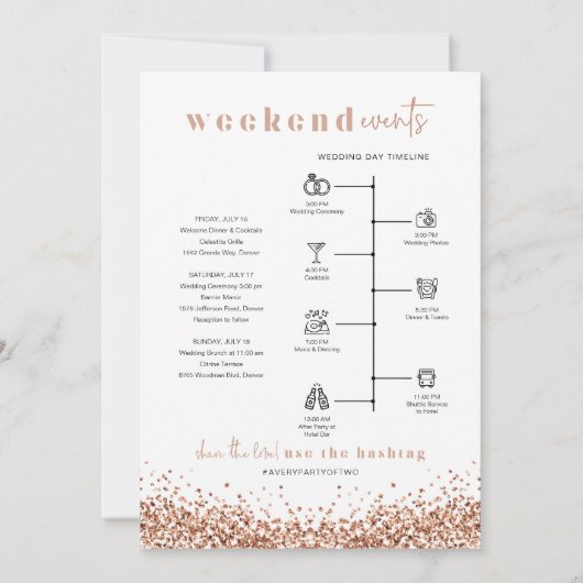 REGINA Rose Gold Begrüßungsschreiben Zeitkarte Einladung (Rückseite)