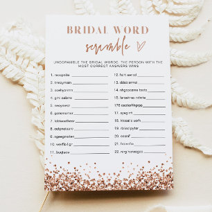 REGINA Rose Gold Brautparty Word Scramble Einladung