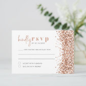 REGINA Rose Gold Glitzer Sequins Disco RSVP Card Einladung (Stehend Vorderseite)